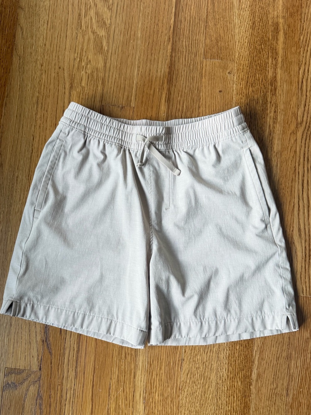 abercrombie kids Hybrid Drawstring Elastic Waist Shorts, Taupe, 11/12